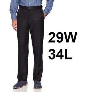 MEN'S AMAZON ESSENTIALS CLASSIC FIT FLAT FRONT DRESS PANTS - 29W X 34L - BLACK